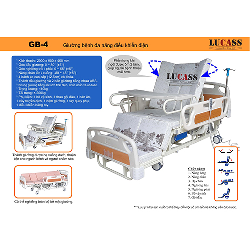 Giường bệnh đa năng điều khiển điện Lucass GB-4