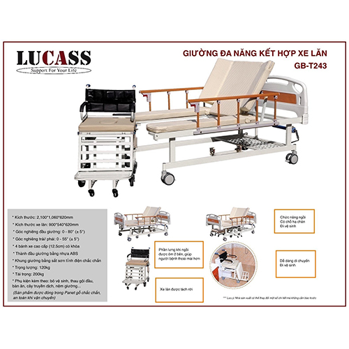 Giường đa năng kết hợp xe lăn Lucass GB-T243